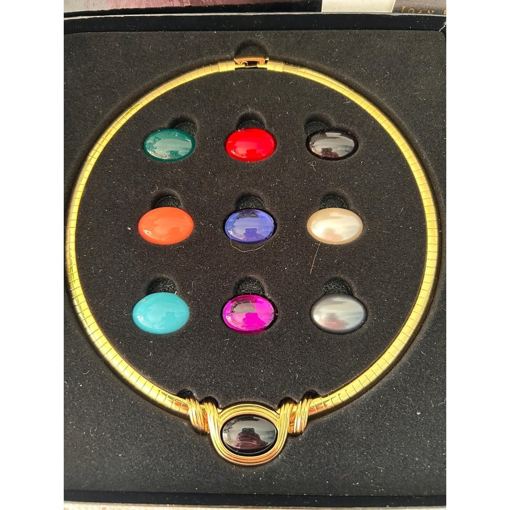 Joan Rivers Classics Collection Interchangeable Cabochon Necklace Set Gold Tone